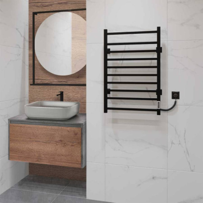 Полотенцесушитель электрический Vincea VTD-1LBE 50x80, черный, таймер