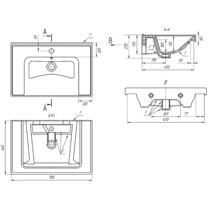 Раковина керамическая "Грэйс 70"