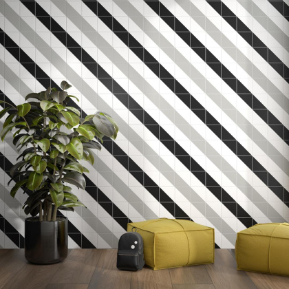 Керамический декор AZ\B008\5009 Теорема белый, серый (20см*20см*6,9мм) (10шт/0,4м2) Теорема 4, шт.