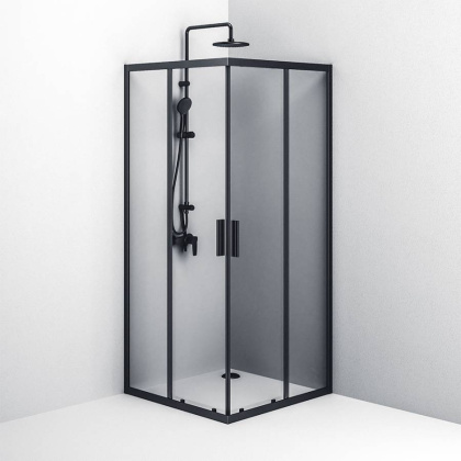 W93G-403-090BT Душевое ограждение Gem S Square Slide 90x90 стекло прозрачное, профиль Черный матовый