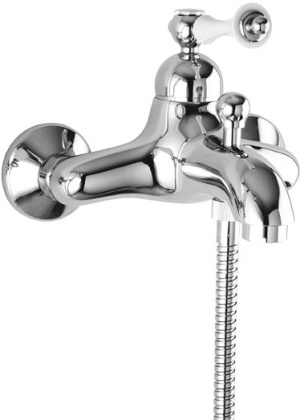 MARGOT-VM-03/24-N Смеситель для ванны и душа Исполнение: Золото 24 карат, Ручки: Чёрная 