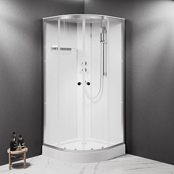 W94C-401-090MT X-Joy кабина душевая  90x90, 1/4 круга,  профиль мат.хром, стекло прозрачное