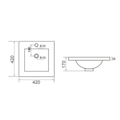 Раковина Orange B03-410w встраиваемая, белый