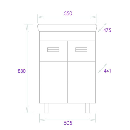 Тумба Onika Балтика-Квадро Black 55 напольная, белая (ум.Тигода 55)