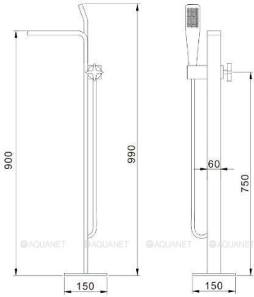 Смеситель для ванны с душем Aquanet JA-5002
