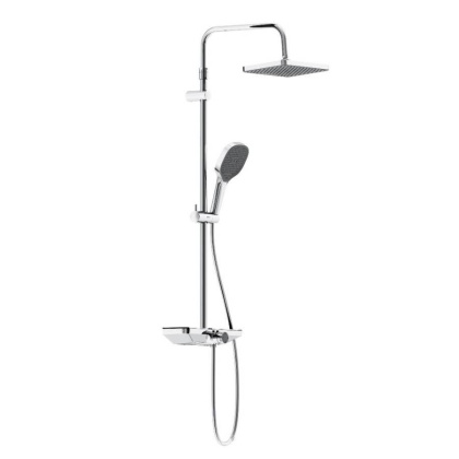 940730000 Merkur душевая система с ванно-душевым смесителем-полкой и прогрессивным картриджем, Хром