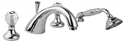 ATLANTIS-BVD-02-Sw/M Смеситель на борт ванныс ручным выдвижным душем, исполнение бронза, ручки Sw/M