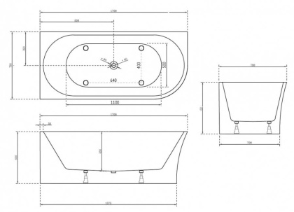 Акриловая ванна Abber 170х78 AB9257-1.7 L Акриловая ванна Abber 170х78 AB9257-1.7 L