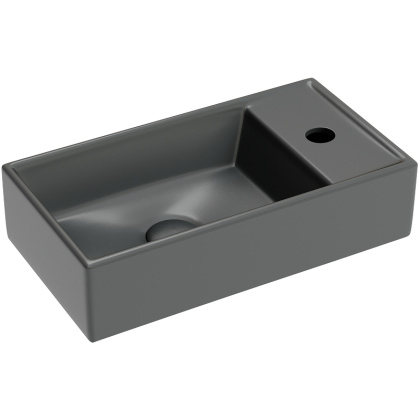 Умывальник подвесной прямоугольный (чаша слева, отверстие под смеситель справа) цвет темный антрацит матовый Element 407*217*100