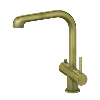 Смеситель Timo Saona 2346/02FL для кухни с подключением фильтра и выдвижной лейкой, антик