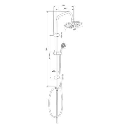 Душевой гарнитур с верхней лейкой, KDC02