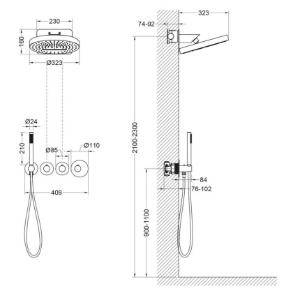 Душевая система Timo Saona SX-2329/00SM скрытого монтажа, термостат, хром