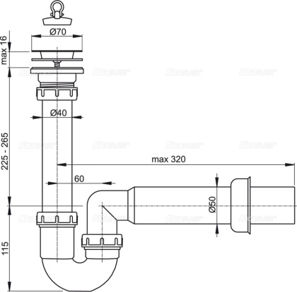 Сифон трубчатый с нержавеющей peшeткой DN70