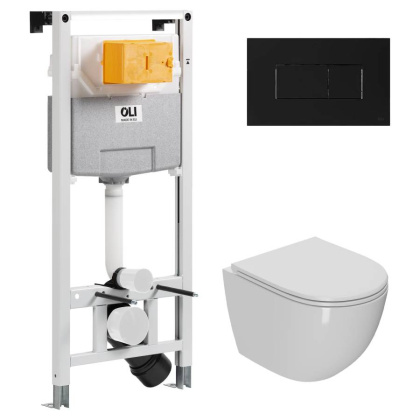 Сет: OLI 120 ECO Sanitarblock pneumatic+Панель KARISMA,черн.soft + Унитаз Point Афина PN41041