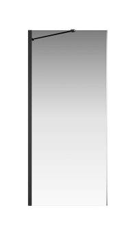 Боковая перегородка Creto Tenta 123-SP-900-C-B-8 стекло прозрачное EASY CLEAN, профиль черный, 90х200 см