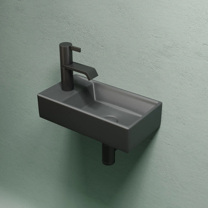 Умывальник подвесной прямоугольный (чаша справа, отверстие под смеситель слева) цвет темный антрацит матовый Element 407*217*100