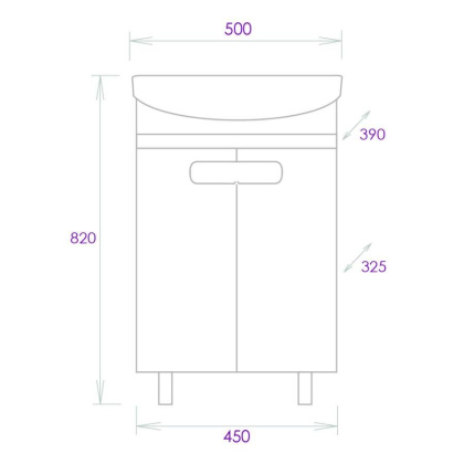Тумба Onika Харпер 50 напольная, белая глянцевая (ум. Carina 50)