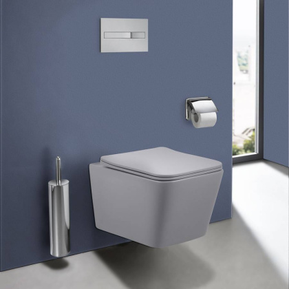 Унитаз подвесной Q-Line VT1-12MG безободковый, цвет матовый серый, ультратонкое сиденье soft-close