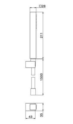 Ручной душ FUTURA с держателем для лейки и шлангом, без выхода для подачи воды, хром Ручной душ FUTURA с держателем для лейки и шлангом, без выхода для подачи воды, хром