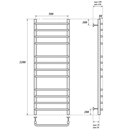 Полотенцесушитель водяной Point Нептун PN09152 П12 500x1200, хром Полотенцесушитель водяной Point Нептун PN09152 П12 500x1200, хром