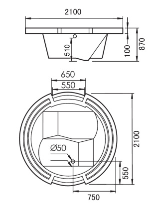 Акриловая ванна Gemy 210х210 G9060 B Акриловая ванна Gemy 210х210 G9060 B