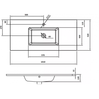 Столешница керамическая моноблок двойная 140см