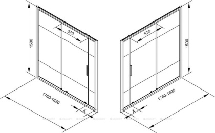 Шторка на ванну c боковой стенкой Aquanet Practic, AE10-B-180H150U-CP + AE10-F-80H150U-CP