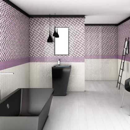 Стеклянная мозаика, WHITE, Edna