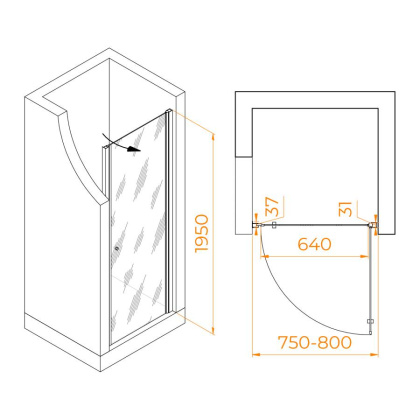 Душевая дверь Dolphin TN-03, RGW 54930308-101