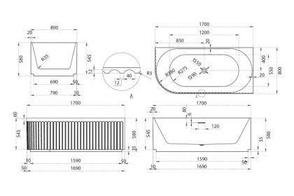 Акриловая ванна Abber 150х80 AB9412-1.7 R Акриловая ванна Abber 150х80 AB9412-1.7 R