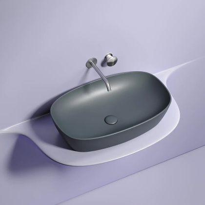 Умывальник чаша накладная овальная (цвет Темный Антрацит Матовый) Element 600*380*138мм