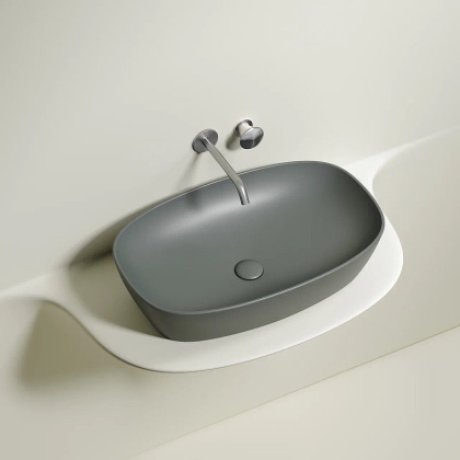 Умывальник чаша накладная овальная (цвет Антрацит Матовый) Element 600*380*138мм