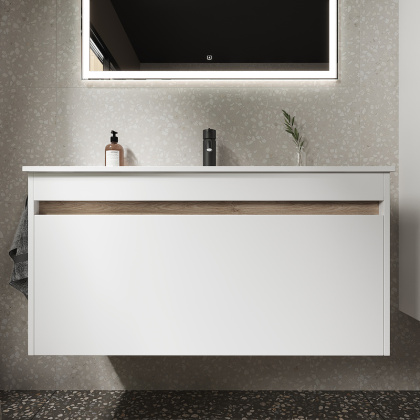 Тумба подвесная SANCOS Smart 990х450х500, c двумя ящиками оснащенными доводчиками, белый глянец , арт. SM100W Тумба подвесная SANCOS Smart 990х450х500, c двумя ящиками оснащенными доводчиками, белый глянец , арт. SM100W