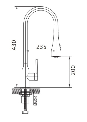 Смеситель для кухни латунь, черный S163Т Смеситель для кухни латунь, черный S163Т