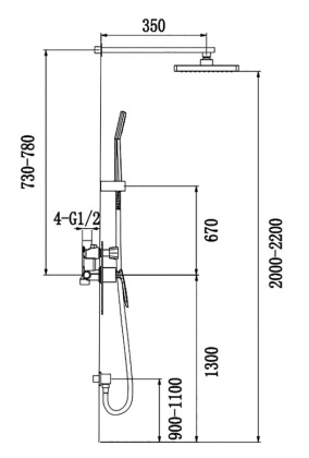 Душевая система Timo Helmi SX-4069/00-16SM скрытого монтажа, хром-белый