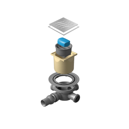 13000068 Точечный трап 100х100 мм Confluo Standard Dry 2,с сухим затвором, металл с перфорацией Tide (Волна), с рамкой Исполнение: Хром 