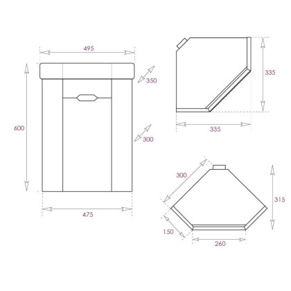 Тумба Onika Айленд 35 подвесная, белая, угловая (ум. Line)