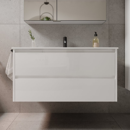 Тумба подвесная SANCOS Libra 990х450х500, c двумя ящиками оснащенными доводчиками, белый глянец , арт. LB100W Тумба подвесная SANCOS Libra 990х450х500, c двумя ящиками оснащенными доводчиками, белый глянец , арт. LB100W