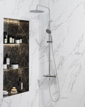 Душевая колонна NOTA на 2 потока с механическим смесителем с  ручным душем на 5 режимов, хром Душевая колонна NOTA на 2 потока с механическим смесителем с  ручным душем на 5 режимов, хром