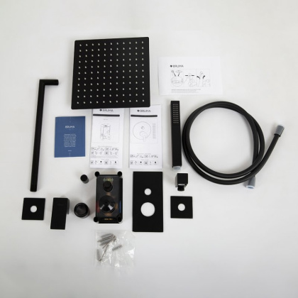 PORTA-DSIPQ-20-SR Душевая система с переключателем для верхнего и ручного душа, верхний душ из стены, квадратный 20 см, материал ABC Исполнение: Sunrise  PORTA-DSIPQ-20-SR Душевая система с переключателем для верхнего и ручного душа, верхний душ из стены, квадратный 20 см, материал ABC Исполнение: Sunrise