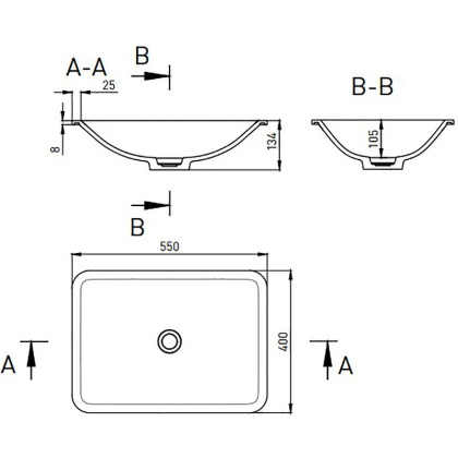 
Встраиваемая раковина Salini Marea 06 S-Stone 55*40 цветная матовая (по RAL)