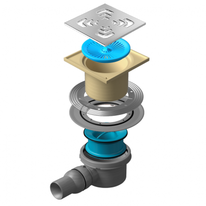 13000006 Точечный трап 150х150 мм Confluo Standard Square 2, металл с перфорацией Square, без рамки Исполнение: Хром 