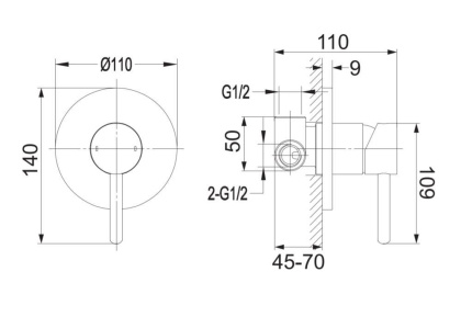 Смеситель для душа скрытого монтажа OMNIRES Y Y1245NI (никель)  Смеситель для душа скрытого монтажа OMNIRES Y Y1245NI (никель)