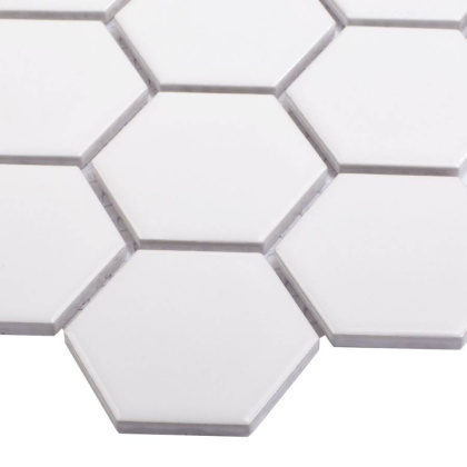Керамическая мозаика, Hexagon small White Glossy 51x59, Geometry Керамическая мозаика, Hexagon small White Glossy 51x59, Geometry