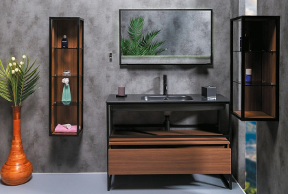 Пенал LOFT высокий dark wood, полки стекло 896-D Boheme Пенал LOFT высокий dark wood, полки стекло 896-D Boheme