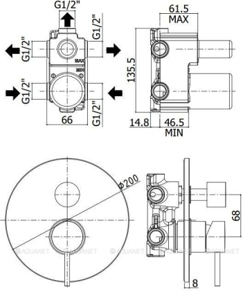 Смеситель для душа Paffoni Light LIG019NO (с внутренней частью)