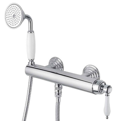 APHRODITE-DM-03/24-Bi Смеситель для душа однорычажный с ручным душем Исполнение: Золото 24 карат, Ручки: Белый 