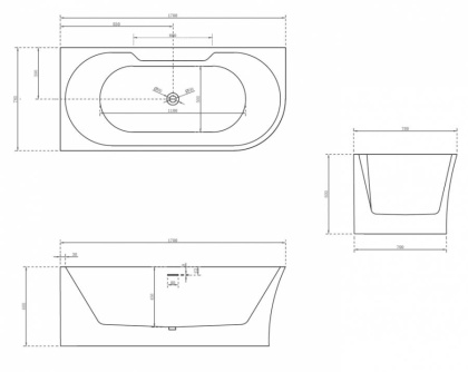 Акриловая ванна Abber 170х78 AB9335-1.7 L Акриловая ванна Abber 170х78 AB9335-1.7 L