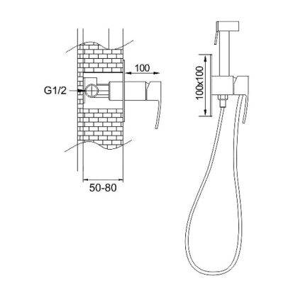 Гигиенический душ со смесителем Rose R1505H-2, черный