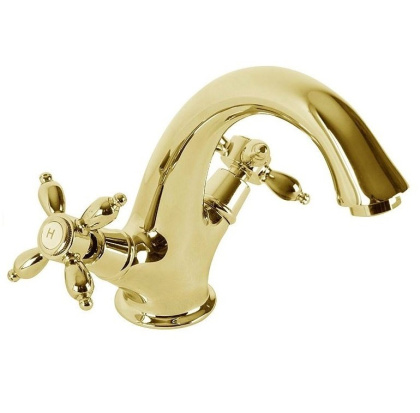 NOSTALGIA-LS1-03/24 Смеситель для раковины с донным клапаном золото, ручки золото